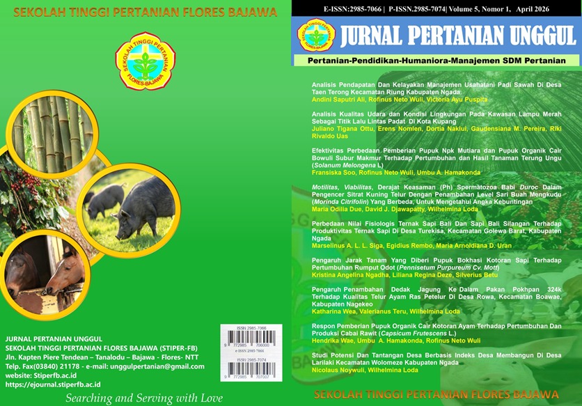 					View Vol. 5 No. 1 (2026): JURNAL  PERTANIAN UNGGUL - APRIL 2026
				